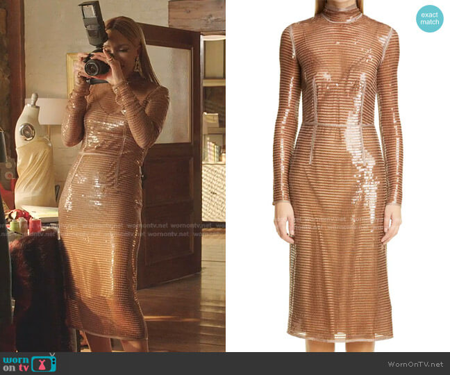 Burberry Sequin Mesh Long Sleeve Dress worn by Dominique Deveraux (Michael Michele) on Dynasty
