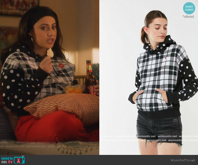 Champion Polka Dot and Plaid Hoodie worn by Ana Torres (Francia Raisa) on Grown-ish
