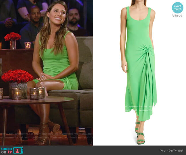 Cinq a Sept Vera Tie-Wrap Sleeveless Midi Dress worn by Katie Thurston on The Bachelorette