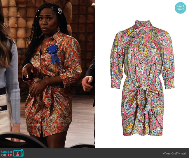 Cinq a Sept Gaby Dress in Primrose worn by Harper (Laci Mosley) on iCarly