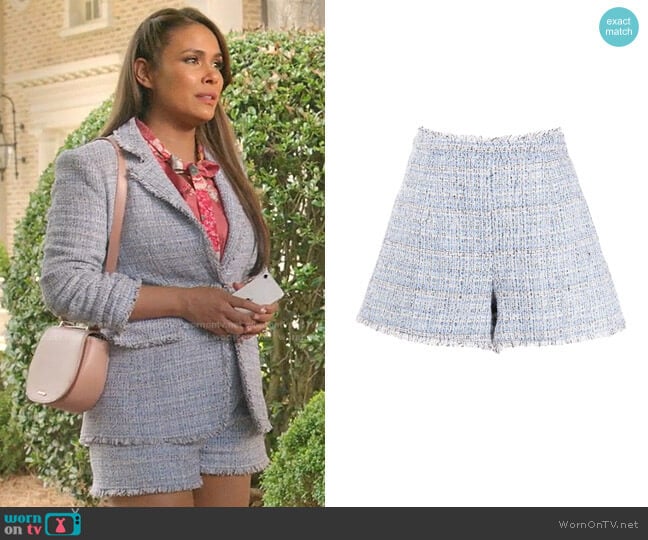 Cinq a Sept Coronado Shorts worn by Cristal Jennings (Daniella Alonso) on Dynasty