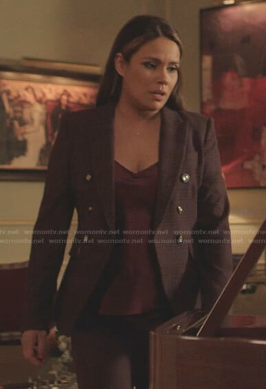 Cristal’s burgundy plaid blazer on Dynasty