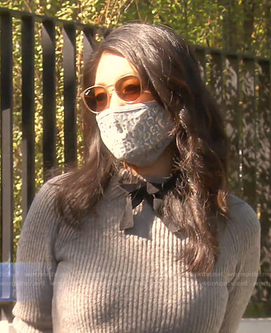 Crystal’s grey tie neck sweater on The Real Housewives of Beverly Hills