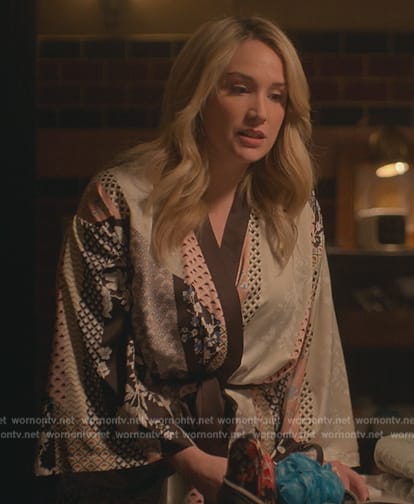 Davia’s mixed print kimono on Good Trouble