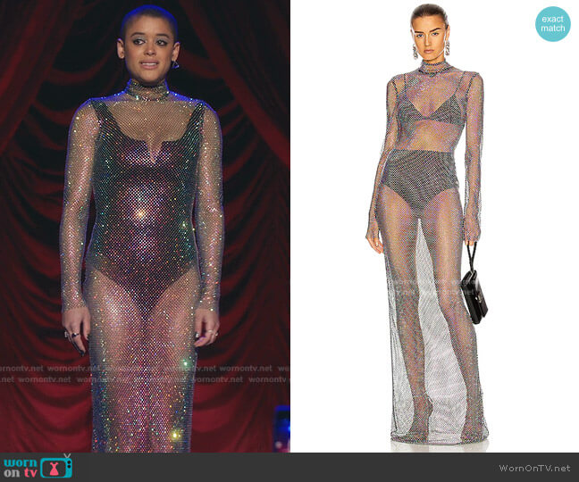 David Koma Crystal Mesh Long Sleeve Gown worn by Julien Calloway (Jordan Alexander) on Gossip Girl