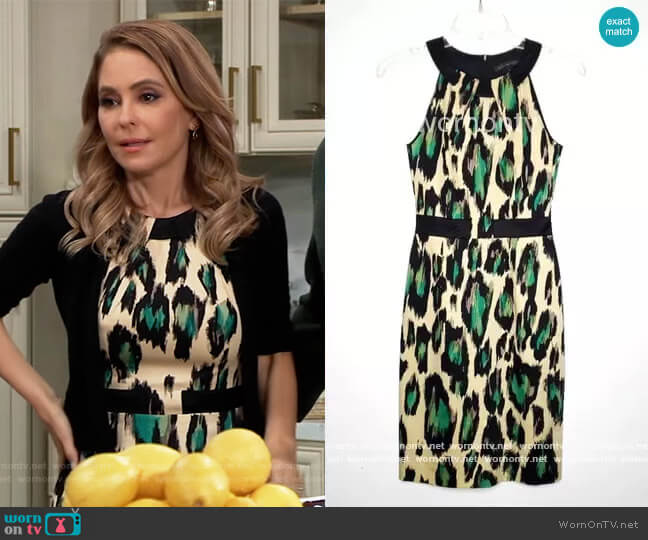 David Meister Leopard Print Sheath Dress worn by Olivia Falconeri (Lisa Lo Cicero) on General Hospital