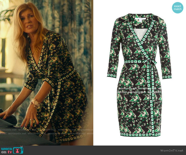Diane von Furstenberg Floral Wrap Dress worn by Nicole Mossbacher (Connie Britton) on The White Lotus