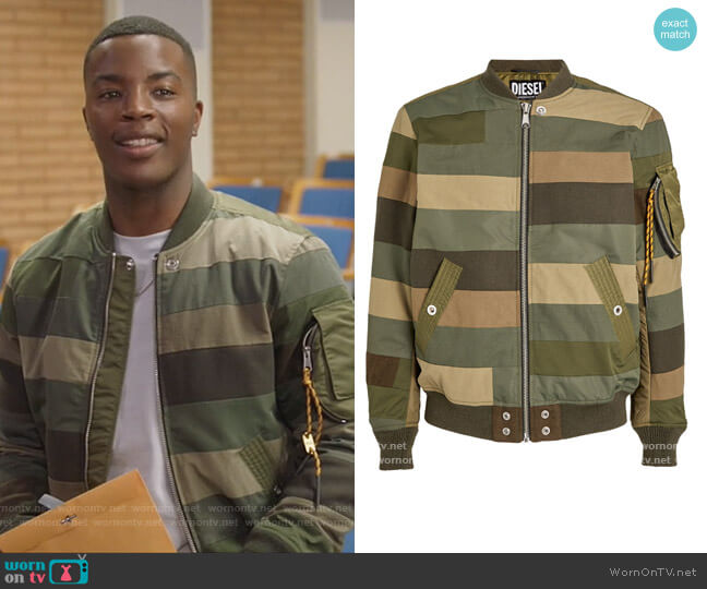 Diesel Patch-Detail Bomber Jacket worn by Spencer James (Daniel Ezra) on All American