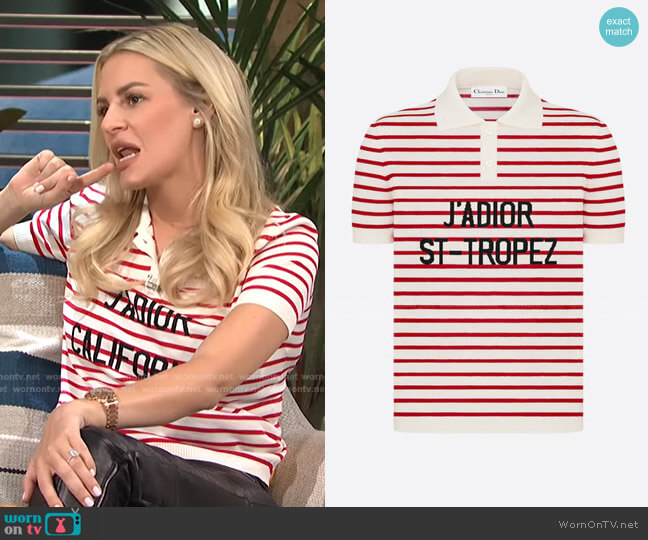 Dior Dioriviera J Adior Saint Tropez Polo Shirt worn by Morgan Stewart on E! News