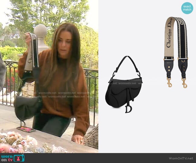 Dior Saddle Bag in Black Ultramatte worn by Kyle Richards on The Real Housewives of Beverly Hills