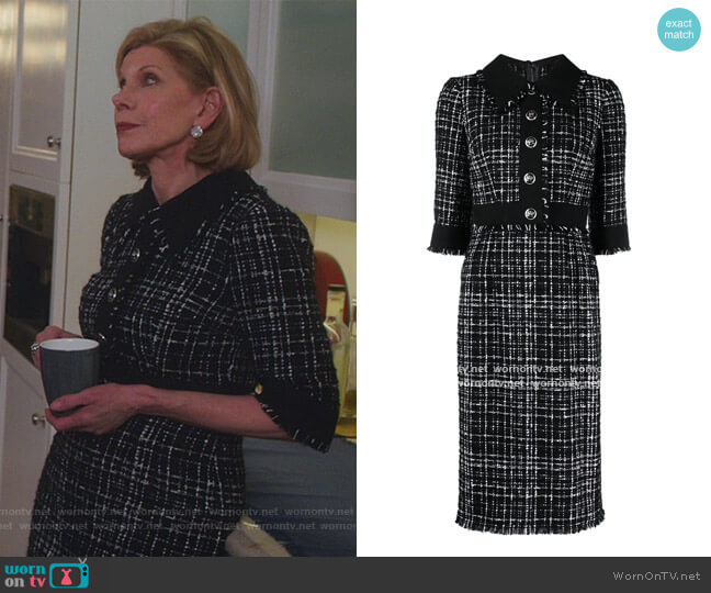 Dolce & Gabbana Tweed Mid Dress worn by Diane Lockhart (Christine Baranski) on The Good Fight