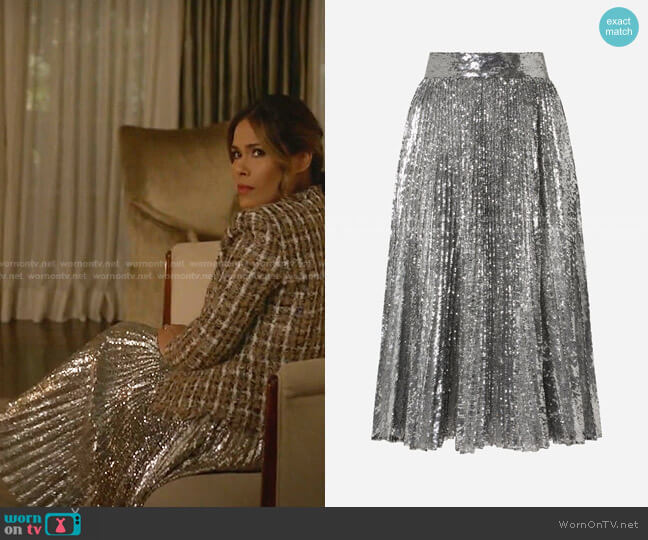 Dolce & Gabbana Pleated Sequin Midi Skirt worn by Cristal Jennings (Daniella Alonso) on Dynasty