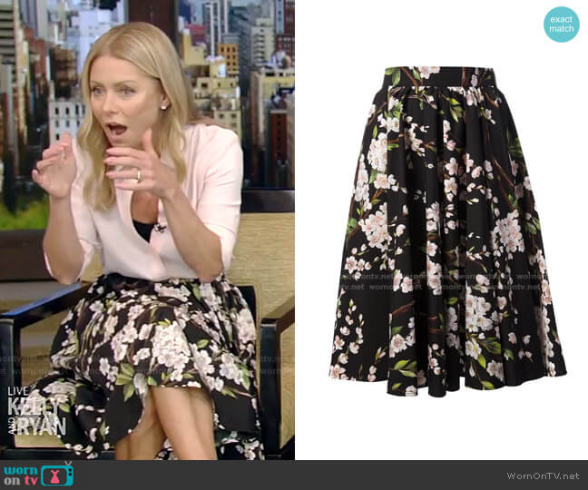 Dolce & Gabbana Floral Skirt worn by Kelly Ripa on Live with Kelly and Mark
