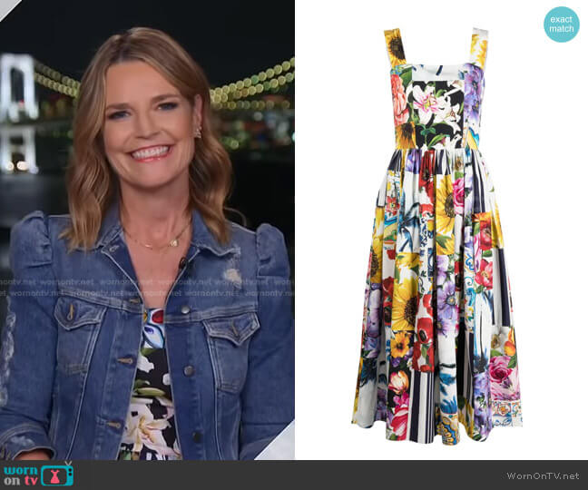 Dolce & Gabbana Floral Patchwork Print Dress worn by Savannah Guthrie on Today