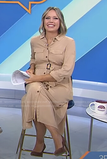 Dylan’s beige maternity shirtdress on Today