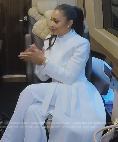 Eboni’s white tie waist coat on The Real Housewives of New York City