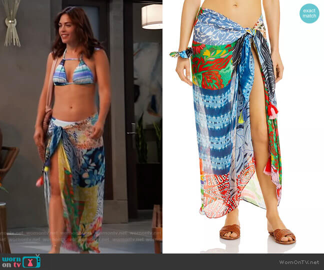 Echo Patchwork Print Pareo & Scrunchie Set worn by Britt Westbourne (Kelly Thiebaud) on General Hospital