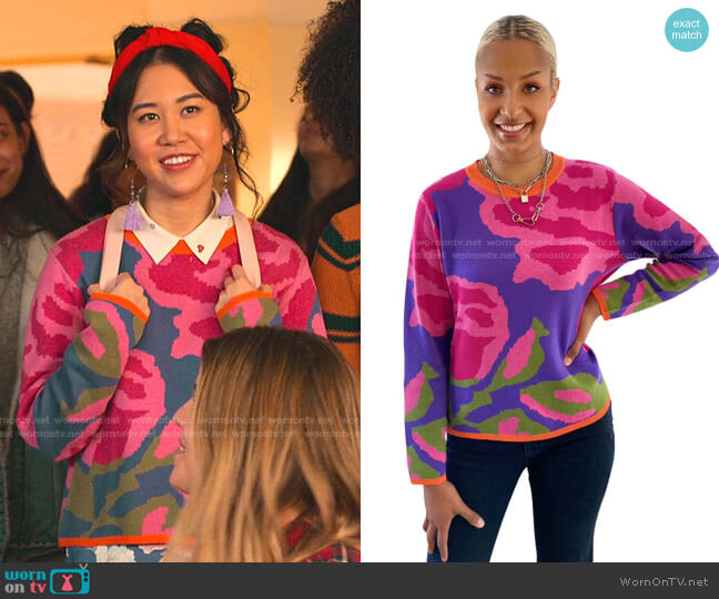 Elana Carello Purple Summer Sweater worn by Eleanor Wong (Ramona Young) on Never Have I Ever