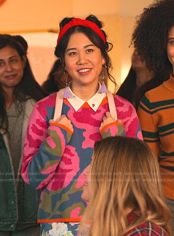 Eleanor’s floral sweater on Never Have I Ever