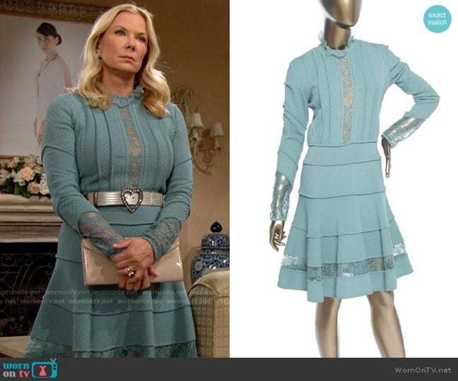Elie Saab Lace Trimmed Knitted Dress worn by Brooke Logan (Katherine Kelly Lang) on The Bold and the Beautiful