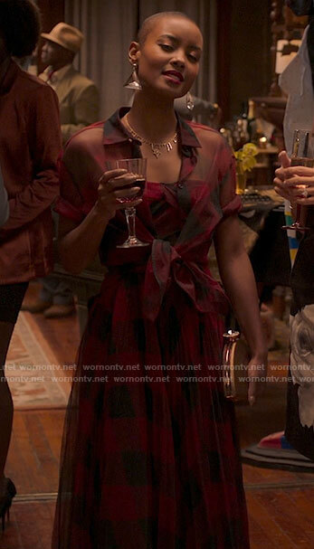 Ella’s red checked dress on Run the World