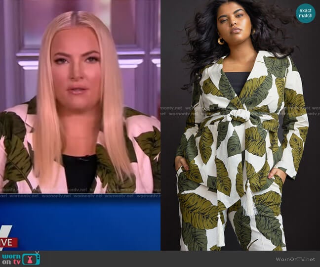 Eloquii Belted Linen Blazer with Tie worn by Meghan McCain on The View