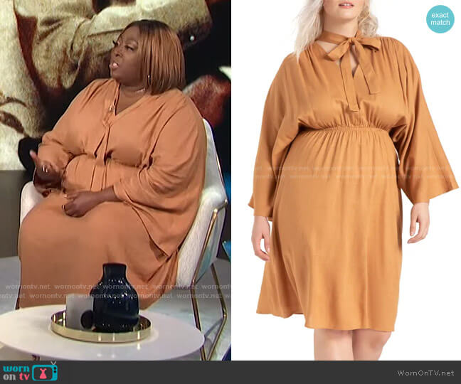 Eloquii Tie Neck Long Sleeve Dress worn by Loni Love on E! News