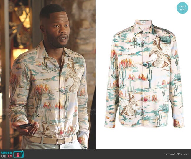 Etro Western-Print Sport Shirt worn by Jeff Colby (Sam Adegoke) on Dynasty