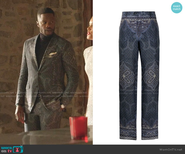 Etro Paisley-Print Trousers worn by Jeff Colby (Sam Adegoke) on Dynasty