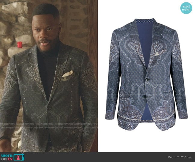 Etro Paisley-Print Single-Breasted Blazer worn by Jeff Colby (Sam Adegoke) on Dynasty