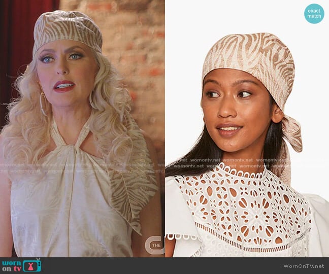 Eugenia Kim Gigi Sash Turban worn by Alexis Carrington (Elaine Hendrix) on Dynasty