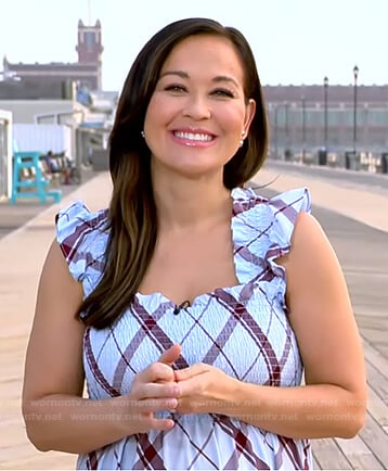 Eva’s blue plaid smocked dress on Good Morning America