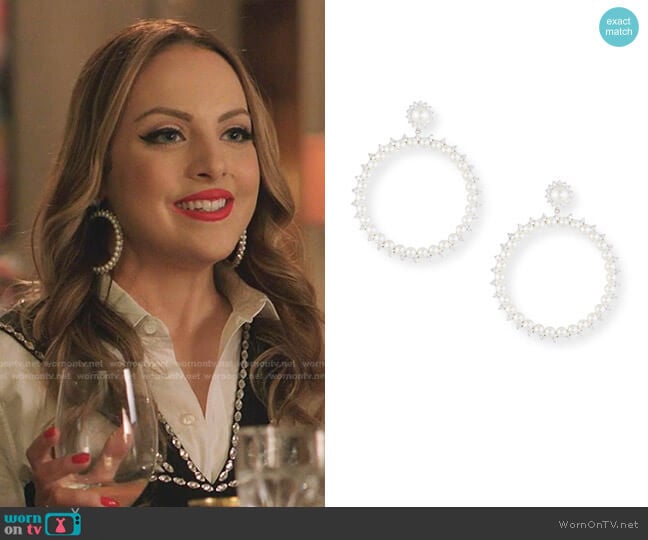 Fallon Pearly Drama Hoop Earrings worn by Fallon Carrington (Elizabeth Gillies) on Dynasty
