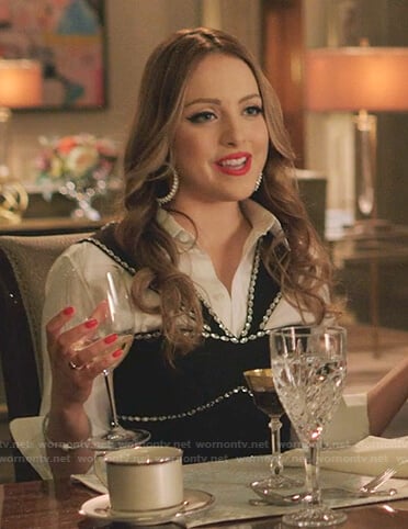 Fallon’s black crystal embellished dress on Dynasty