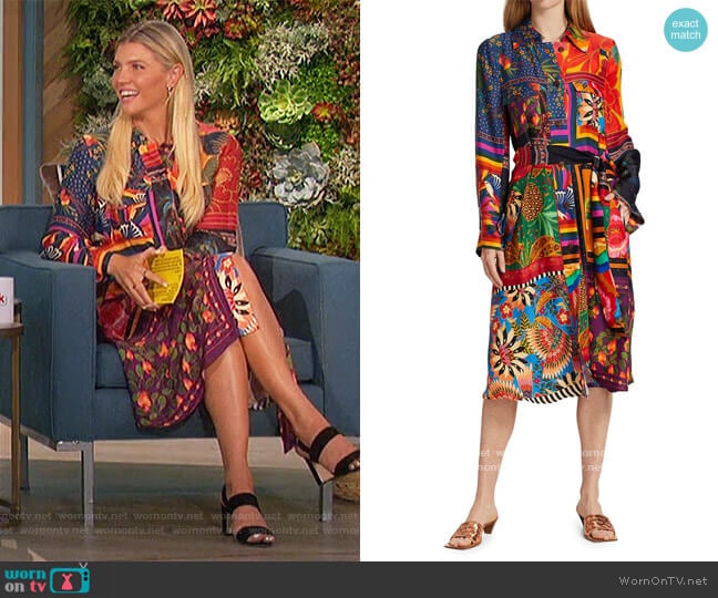 Farm Rio Mixed Scarves Shirtdress worn by Amanda Kloots on The Talk