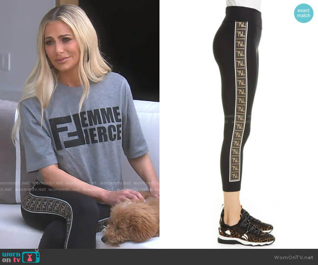 Fendi Logo Side Stripe Leggings worn by Dorit Kemsley on The Real Housewives of Beverly Hills