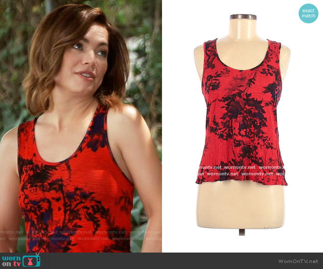 Silence & Noise Floral Top worn by Elizabeth Webber (Rebecca Herbst) on General Hospital
