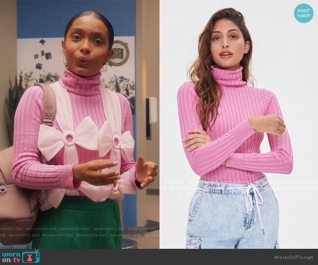 Forever 21 Ribbed Turtleneck Sweater worn by Zoey Johnson (Yara Shahidi) on Grown-ish