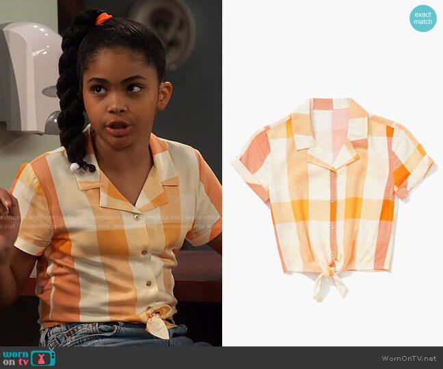 Forever 21 Girls Knotted Plaid Shirt worn by Millicent (Jaidyn Triplett) on iCarly