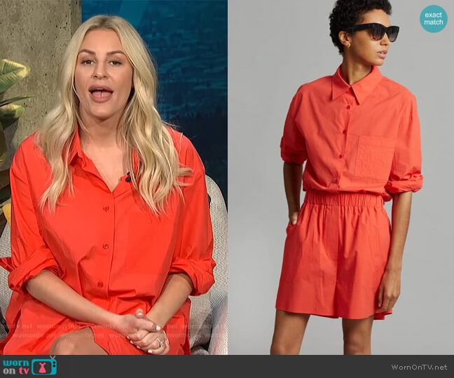 The Frankie Shop Lui Organic Cotton Shirt worn by Morgan Stewart on E! News