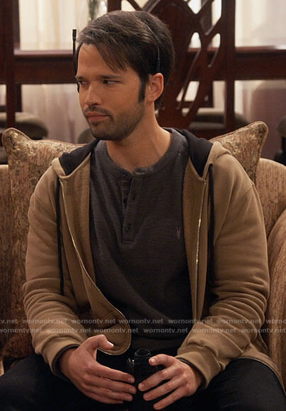 Freddie’s grey henley tee and tan hoodie on iCarly