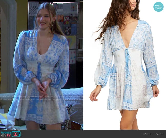 Free People Mixin It Up Mini Dress worn by Alice Caroline Horton (Lindsay Arnold) on Days of our Lives