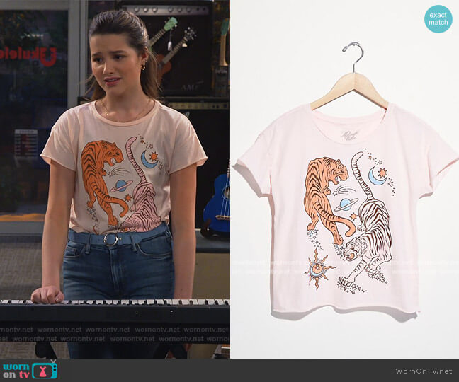 Free People Circling Tigers Tee worn by Lex (Jules LeBlanc) on Side Hustle