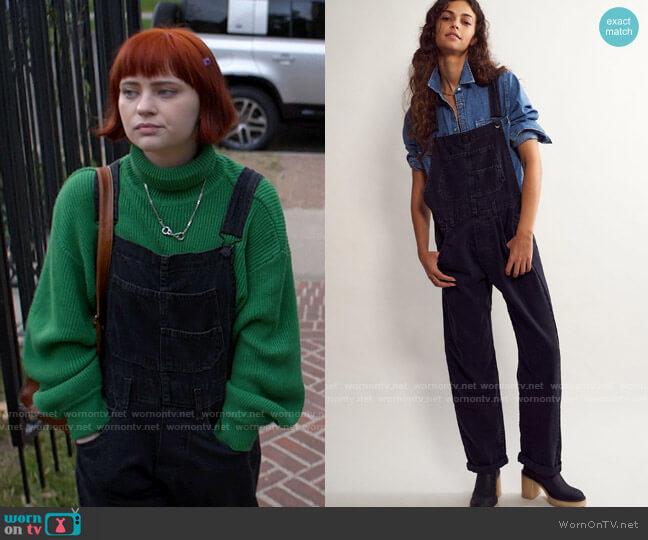 Free People Ziggy Overalls in Mineral Black