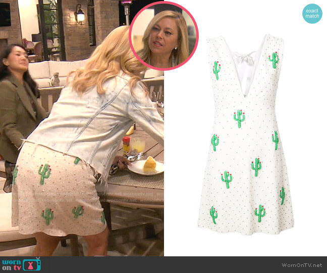 Ganni Beaded Cactus Dress worn by Sutton Stracke on The Real Housewives of Beverly Hills