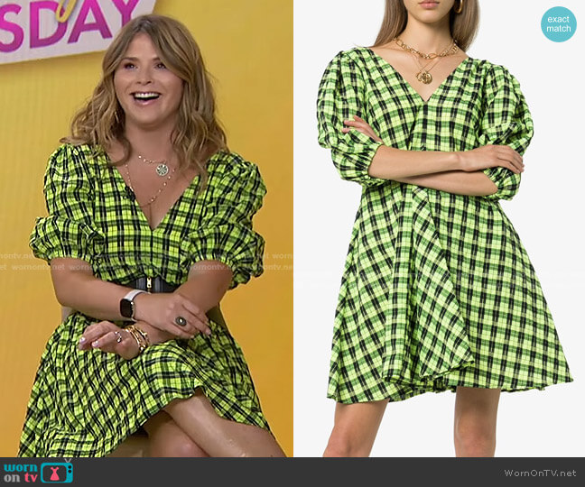 Ganni Check Puff-Sleeve Dress worn by Jenna Bush Hager on Today