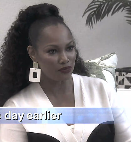 Garcelle’s white face cardigan on The Real Housewives of Beverly Hills
