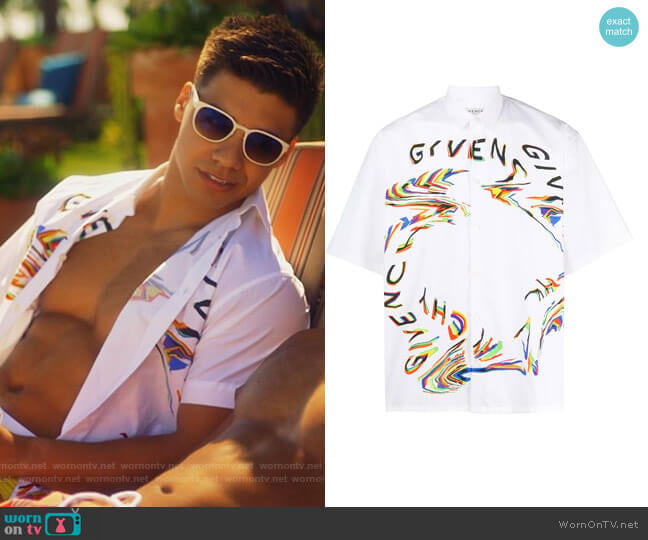 Givenchy Distorted Logo Short Sleeve Shirt worn by Vivek Shah (Jordan Buhat) on Grown-ish