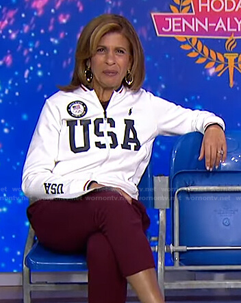 Hoda’s white USA track jacket on Today