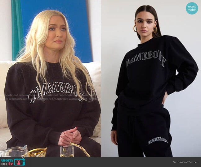 Hommebody Hommebody Print Crewneck Sweatshirt worn by Erika Jayne on The Real Housewives of Beverly Hills